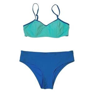 Old Navy Sweetheart Bikini Aqua & Blue High Waisted FLAWS Small DIY